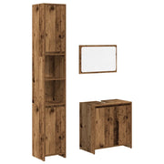 Set Mobili da Bagno | Armadio da bagno 3 pz Legno Antico in Legno Multistrato