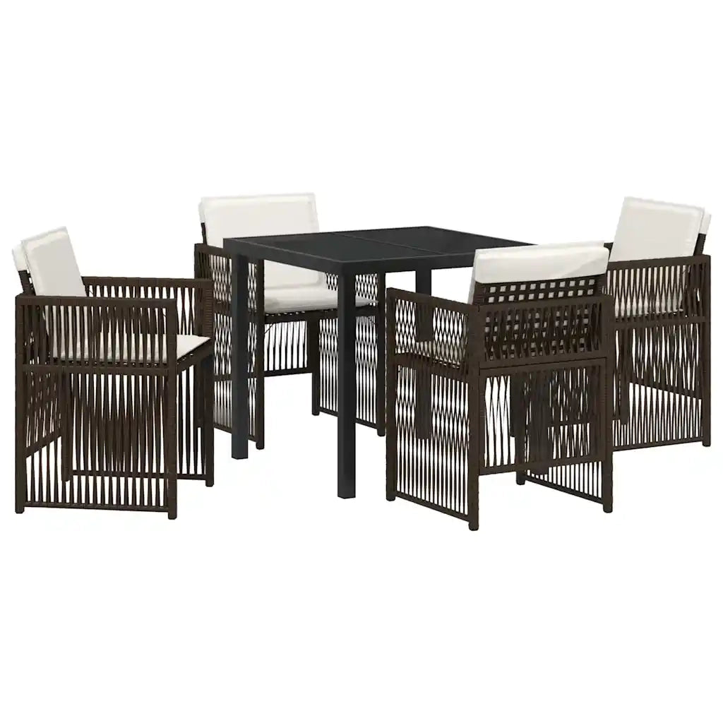 vidaXL Set da Pranzo per Giardino 5 pcs Marrone Poly Rattan