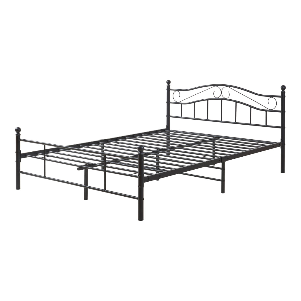 Letto Francese Florenz in Acciaio con Testiera Alta Decorativa 140 x 200 cm Nero [en.casa]