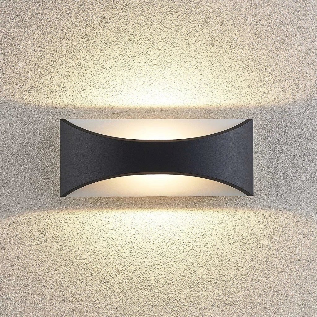URIA Applique moderno parete LED 11W IP65 impermeabile lampada alluminio grigio doppia emissione luce balcone giardino facciate ingresso 230V