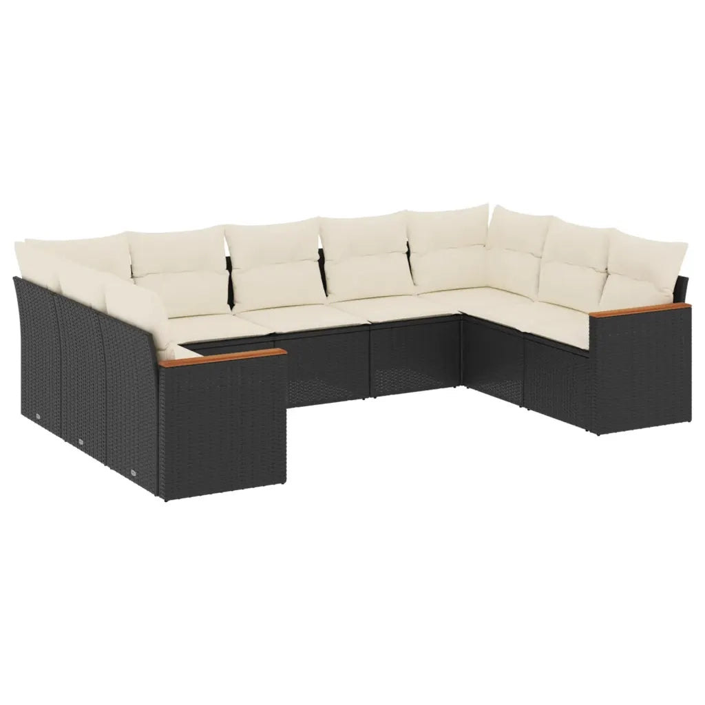 Set Divani da Giardino 9 pz con Cuscini Nero in Polyrattancod mxl 112461