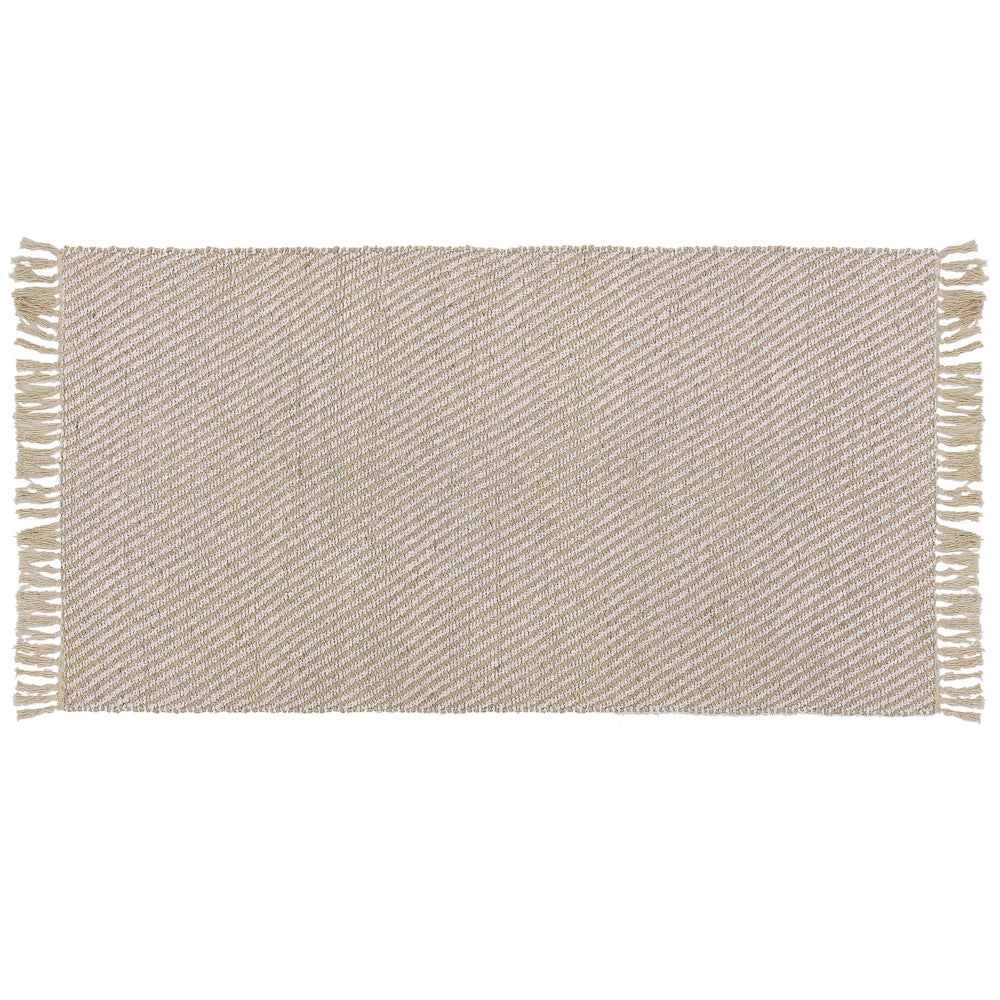 Tappeto in juta beige e cotone 80 x 150 cm con frange intrecciate a mano Boho ingresso camera da letto