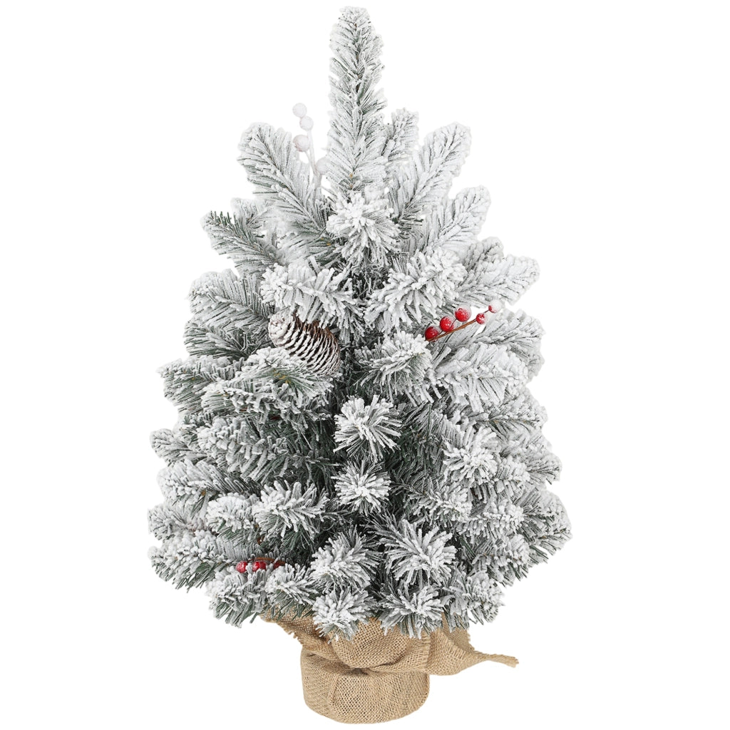 Albero di Natale Piccolo con Rami Innevati, Pigne e Bacche ¨C zephmum ¨C 60 cm Verde