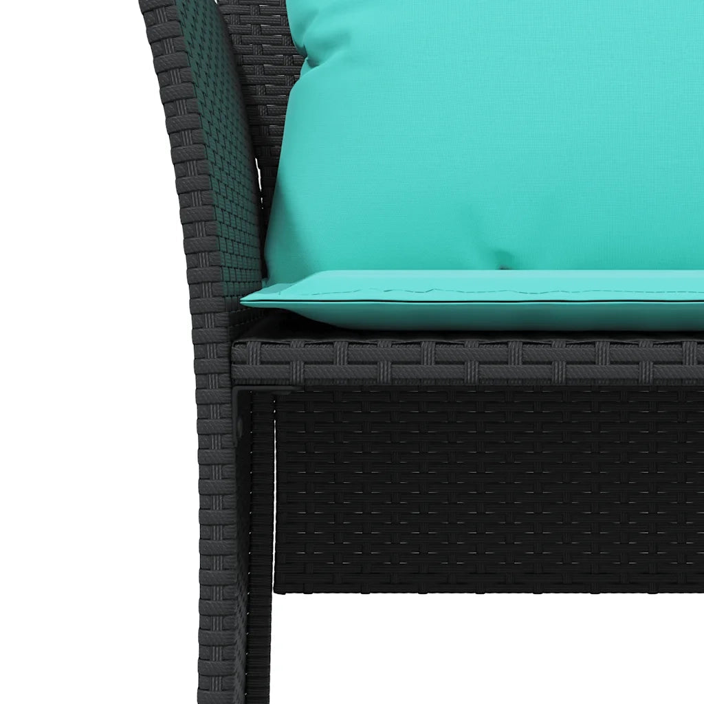 Poltrona da Giardino con Poggiapiedi in Polyrattan Nero