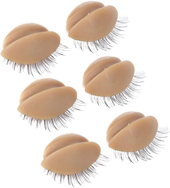 Occhi con ciglia - 3 Paia di ciglia sostituibili - Ciglia realistici - Testa di manichino in silicone - Adatto per la pratica di estensione ciglia - Manichino di allenamento