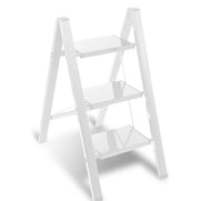 Ladder op treppa 3 gradini, trappola per cucina, inclinabile, anti-slip, in alluminio bianco.