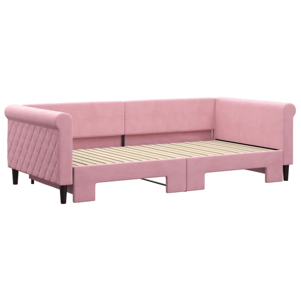 Divano Letto con Letto Estraibile Rosa 100x200 cm in Velluto 3197781