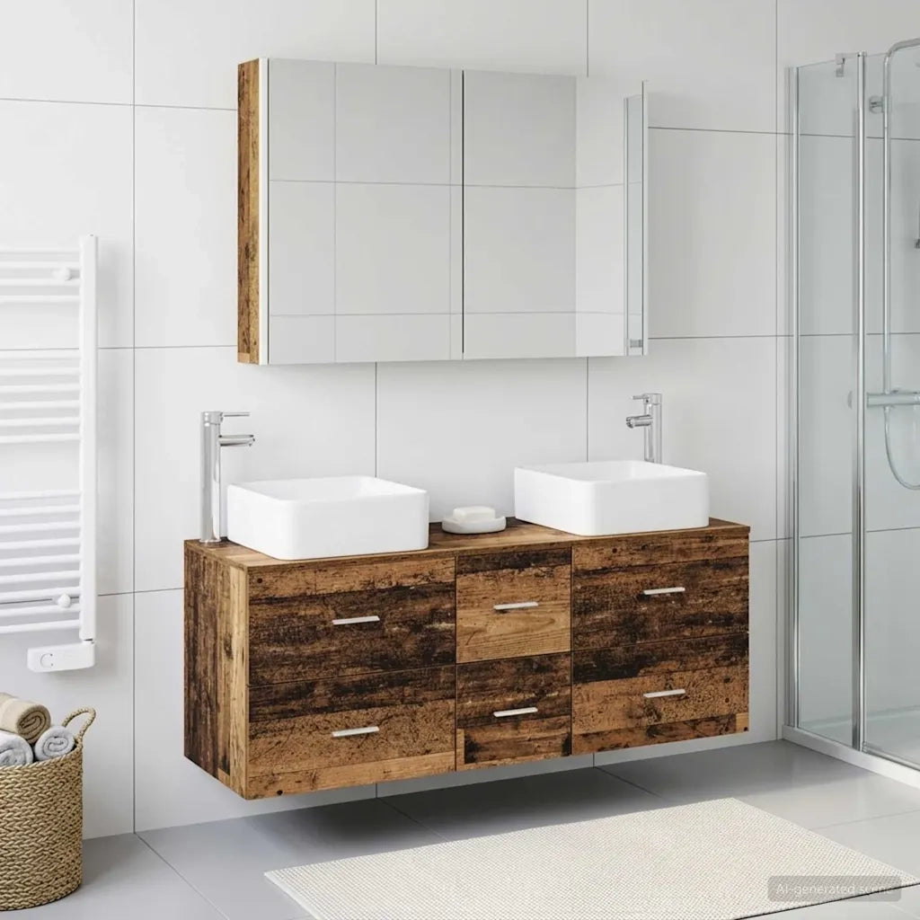 Set di mobili per il bagno 4 pcs Legno antico 3406789