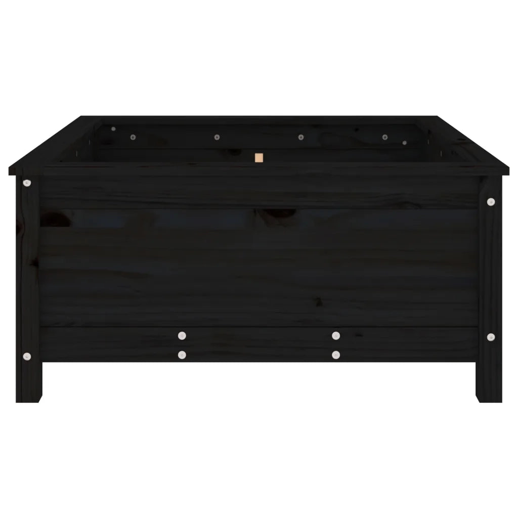Fioriera da Giardino-Vaso da Esterno-Contenitore per Piante Nera 82,5x82,5x39cm Legno Massello di Pino