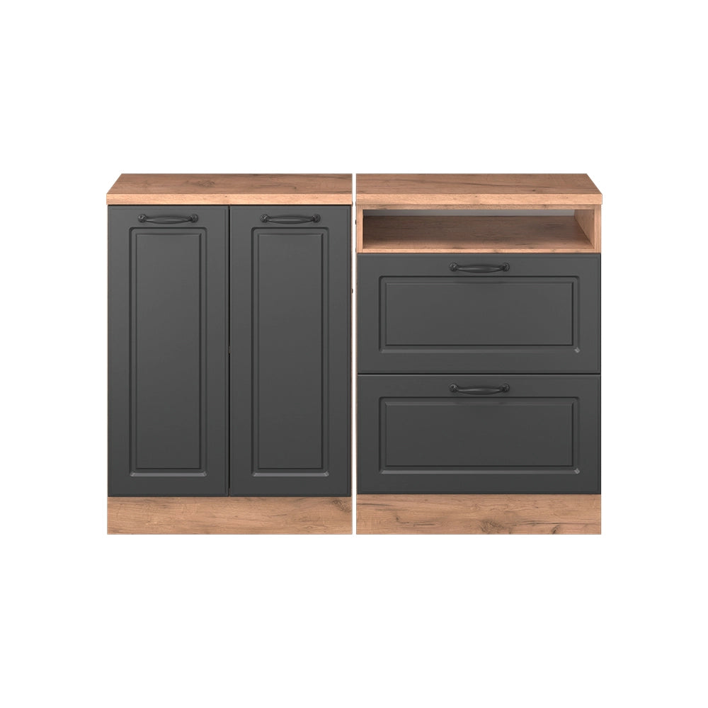 Set di mobili sottotetto Rion Antracite rustico/Rovere dorato 120 cm Set di 2 carcasse armadio profondità 60 cm Vicco