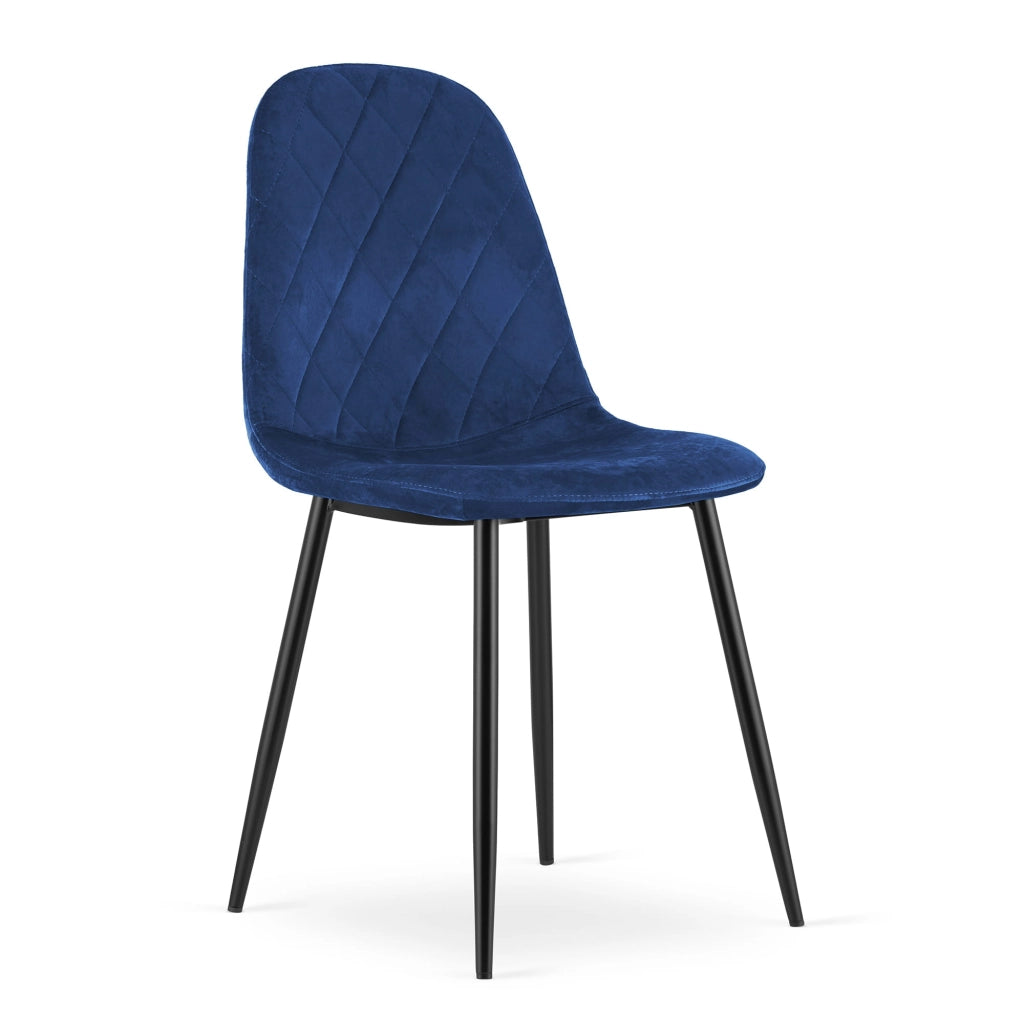 Sedia Valora DAPI in velluto blu navy con gambe in metallo x2