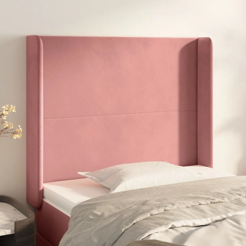 Testiera | Testata ad Orecchio Nera 93x16x118/128 cm in Velluto