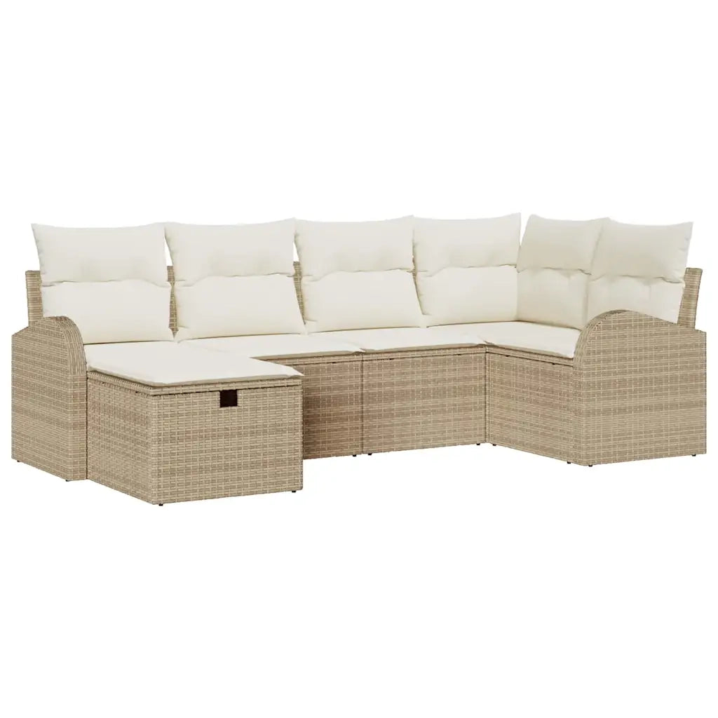 Set di divani con cuscino Beige e Crema polyrattan
