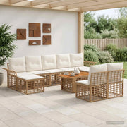 Set Divano da Giardino 10 pz Naturale e Bianco Crema polyrattan 3438014