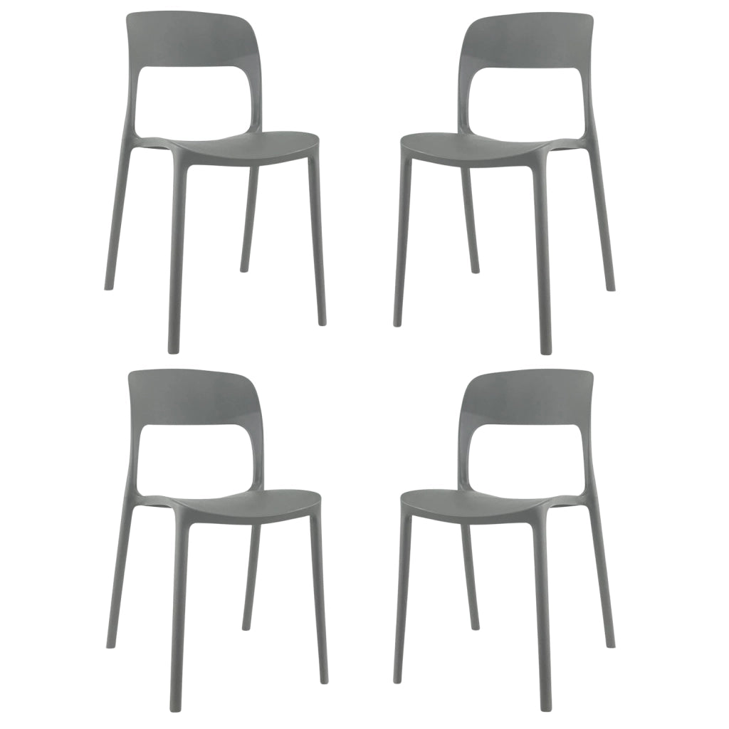 Sedia In Polipropilene Marte Ergonomica Arredo di Design Esterno e Interno da Giardino Impilabile Sedie M Grigio/4 Sedie