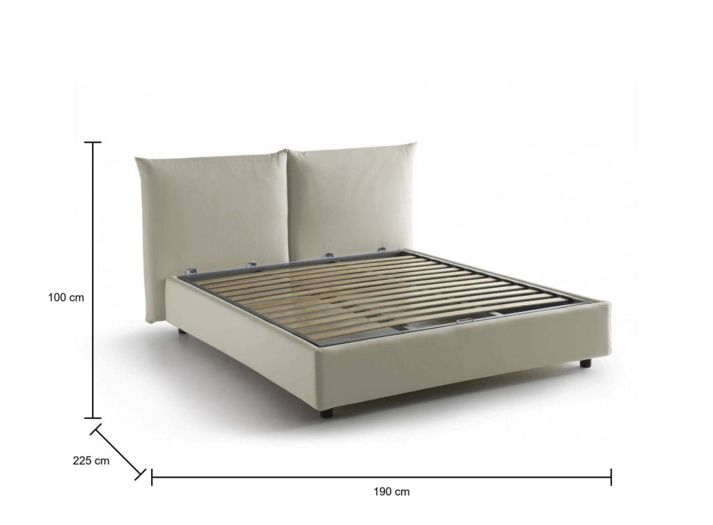 Letto Matrimoniale Aghineo, Letto Matrimoniale Sfoderabile Made in Italy, Beige