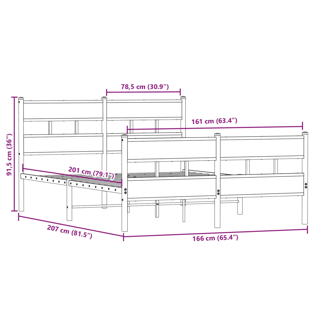 Giroletto senza Materaso in Metallo Rovere Fumo 160x200 cm 3308465