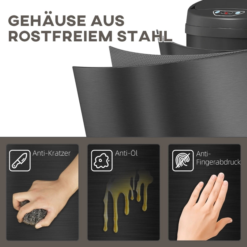 CESTINO PORTARIFIUTI SENSOR 42 L ACCIAIO INOX NERO
