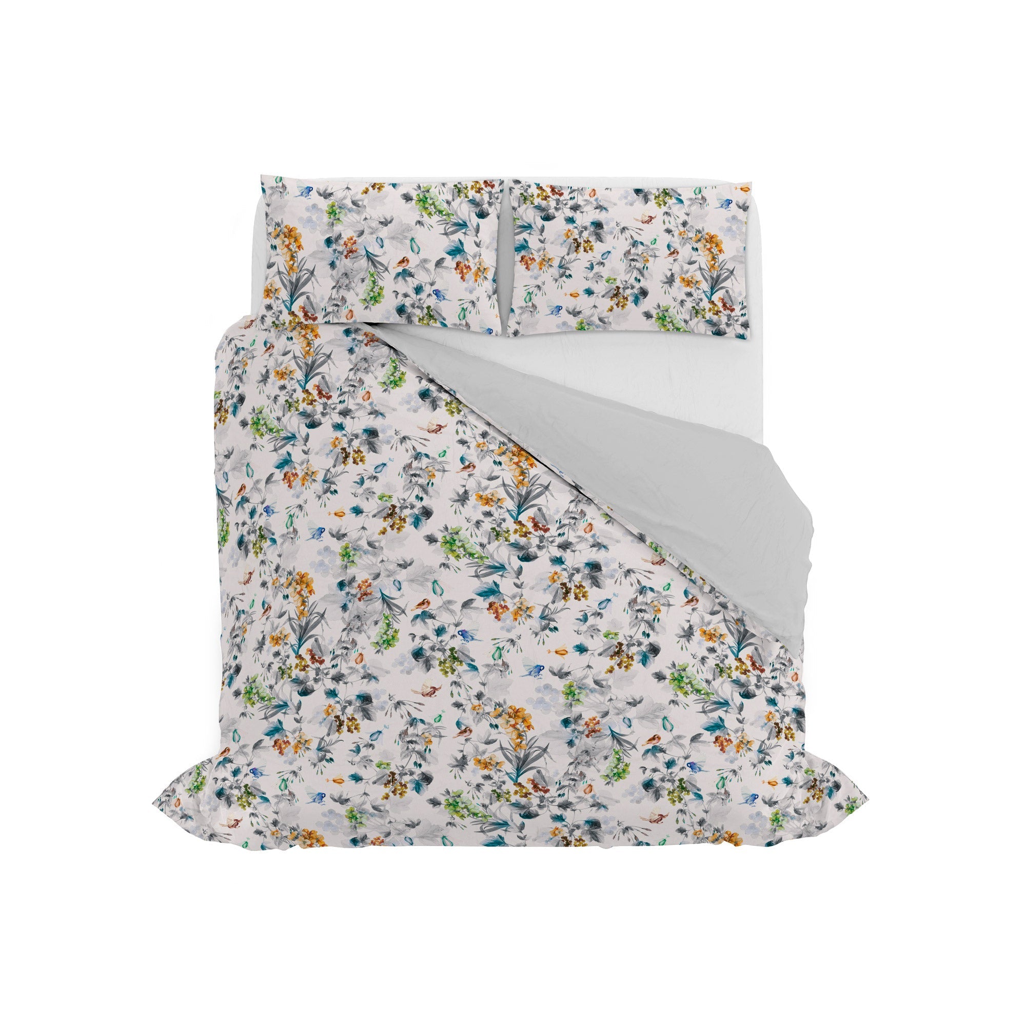 Copripiumino Matrimoniale con Federe Stampato in Puro Cotone Flora