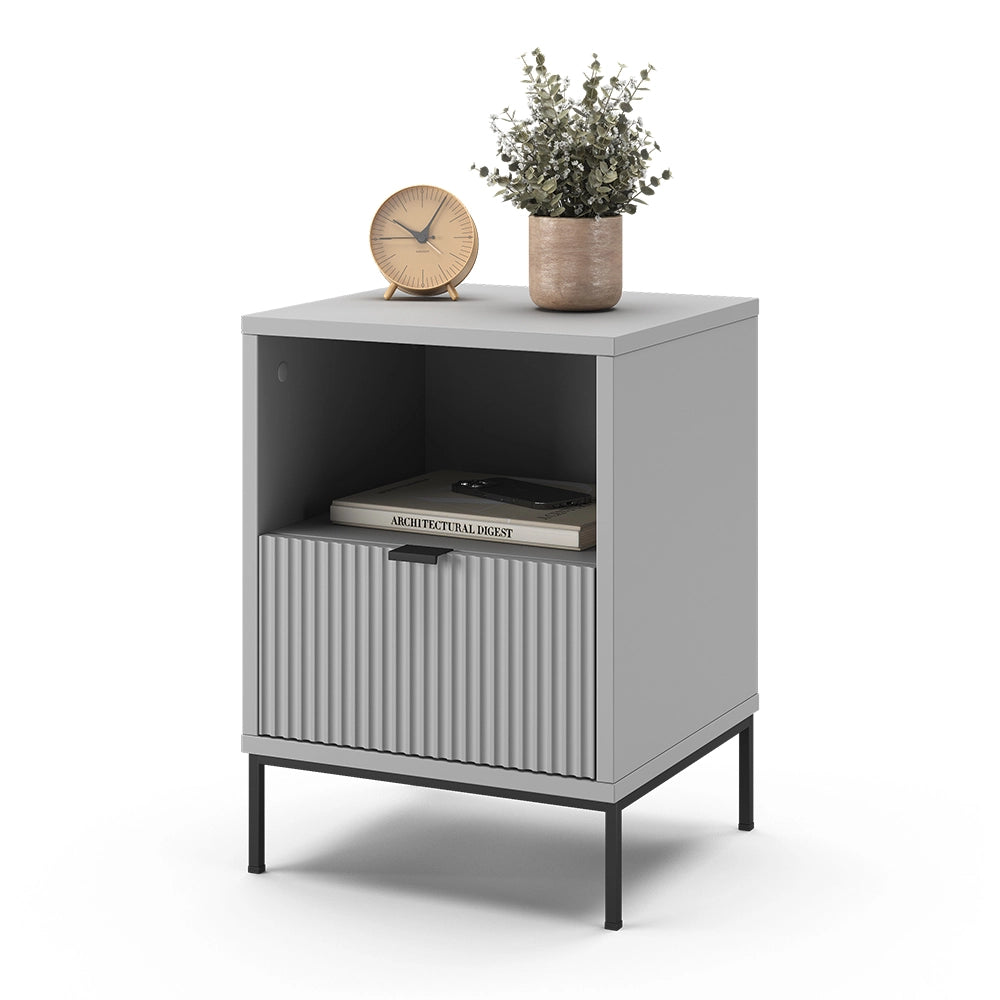 Vicco Comodino Grigio 40 x 55 cm con 1 cassetto