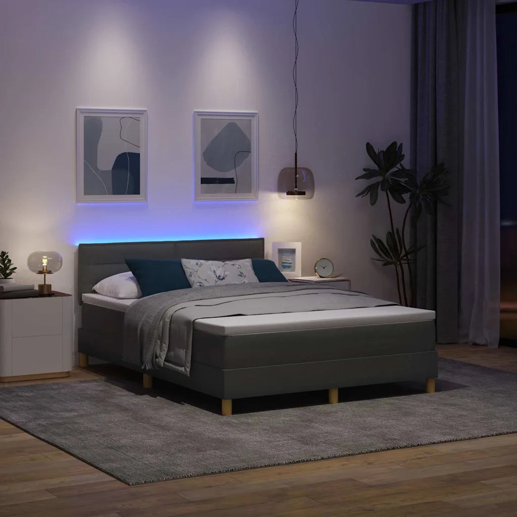 Letto a Sorgente LED Grigio scuro 140 x 190 cm Tessuto 3342360