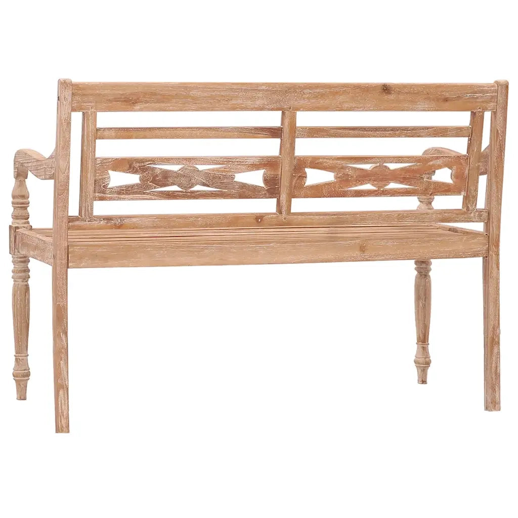 Panca Batavia 120 cm Bianco Slavato in Legno Massello di Teak 316035