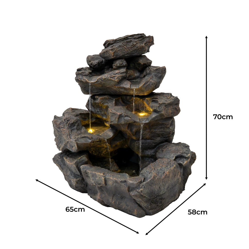 Fontana da Giardino Elettrica con LED e Cascata – Rustic Rapids
