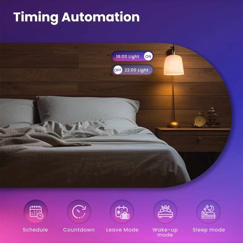 Lampadina Matter LED Wifi Smart Multicolore RGB Dimmerabile E27 9W 806Lm App Compatibile con Amazon Alexa e Google Home