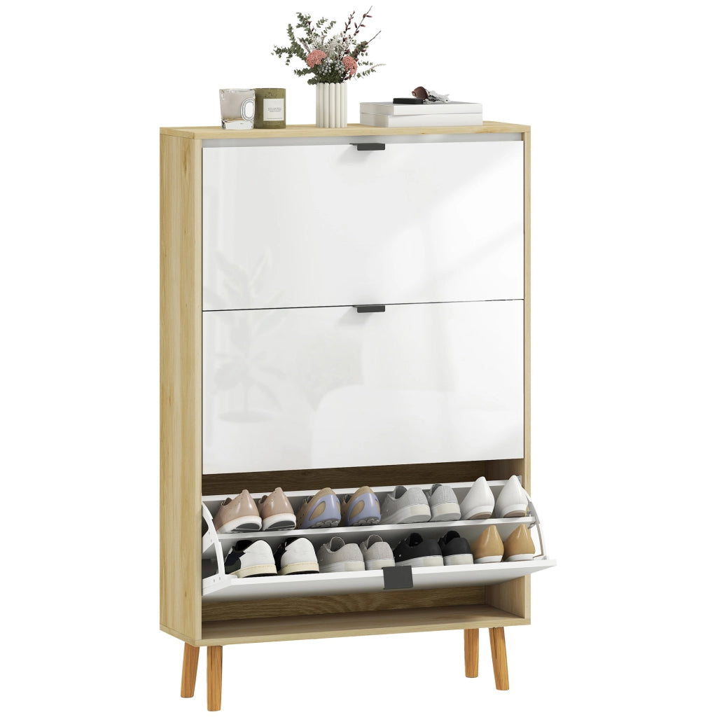 Scarpiera con 3 Cassetti Ribaltabili ¨C zephmum ¨C Bianco 80x24x127 cm