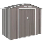 Casetta da Giardino Porta Utensili in Lamiera con Porte Scorrevoli, 213x130x185 cm, Grigio