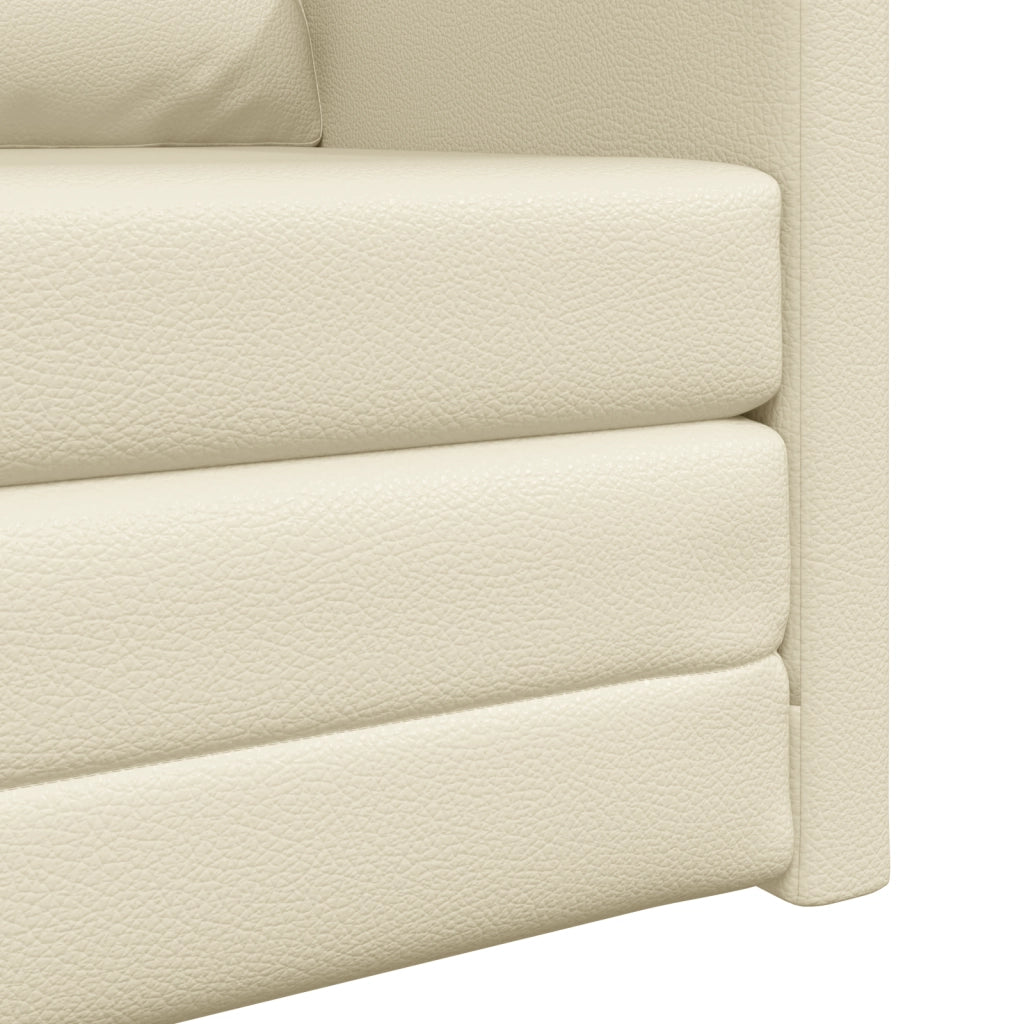 Divano Letto 2-in-1 Panna 74x77x81 cm in Pelle Sintetica