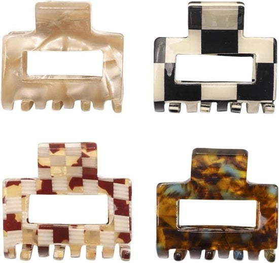 Set di clip per capelli di medie dimensioni in 4 pezzi per capelli fini e medi - Clip per capelli con superficie antiscivolo - Spille per capelli in plastica quadrata.
