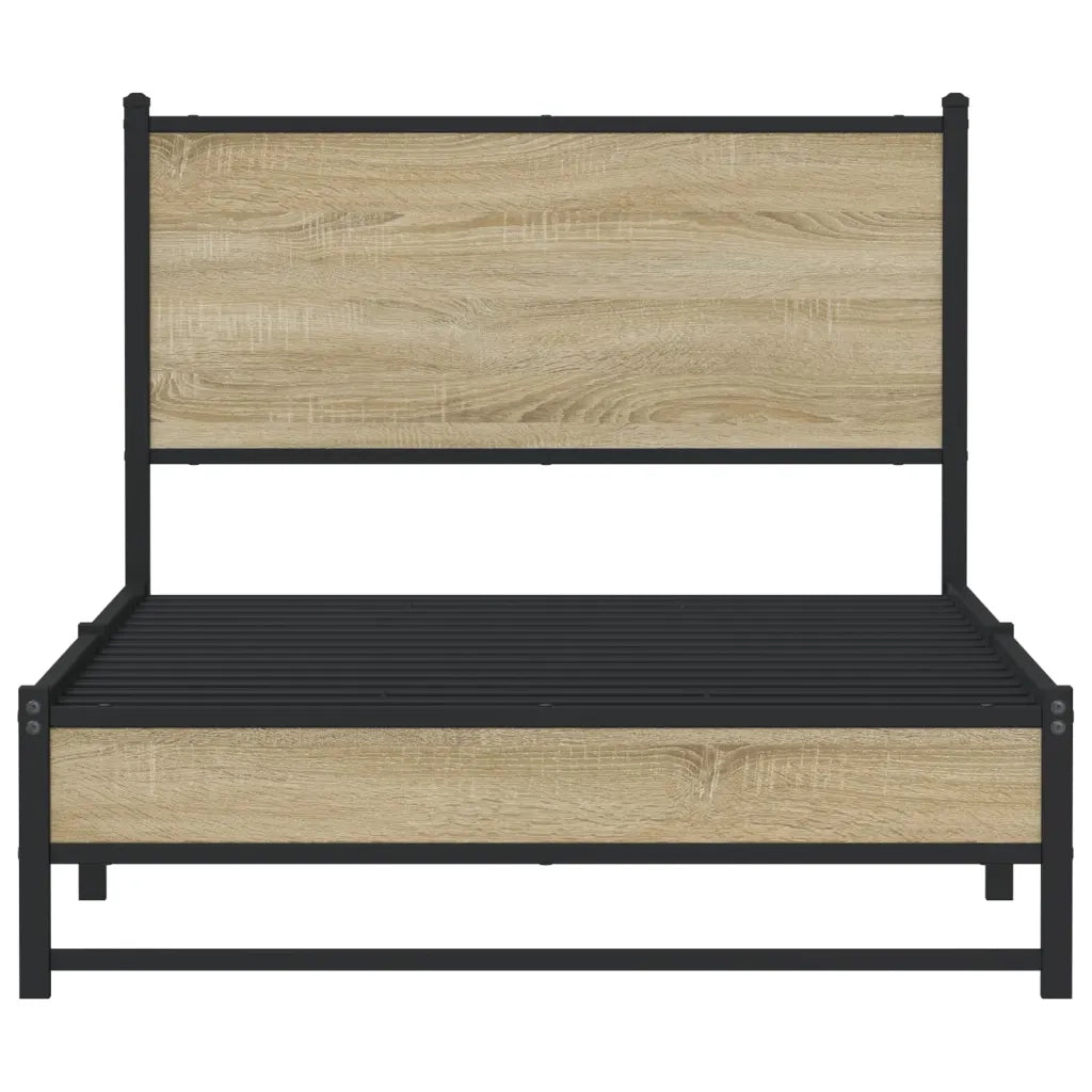 vidaXL Giroletto senza Materaso in Metallo Rovere Sonoma 100x190 cm