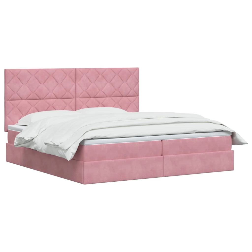 Letto con contenitore e materasso Rosa 200 x 200 cm Velluto 3459776