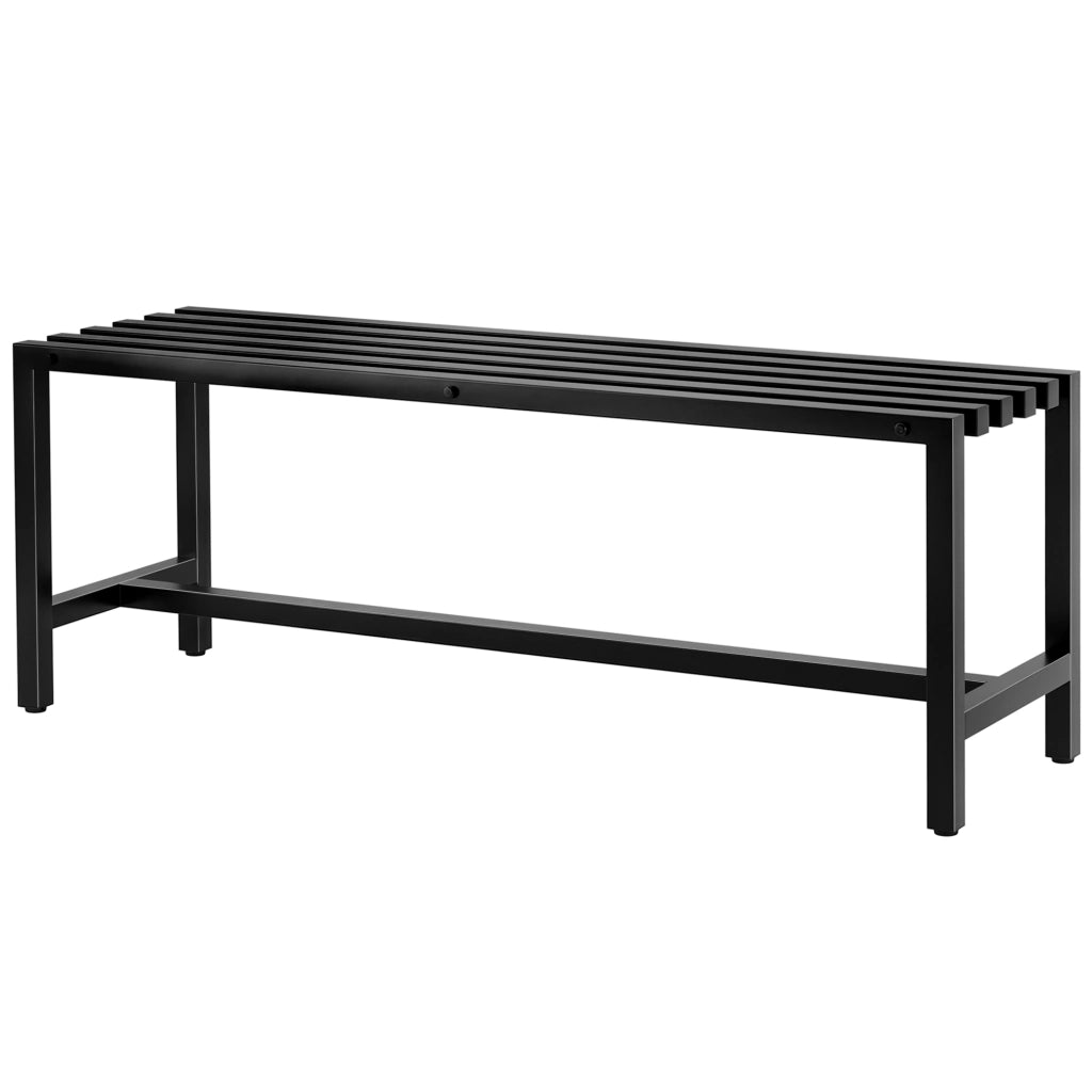 Panchina Moderna Industriale da Esterno per Patio e Giardino. Senza Schienale. Nero