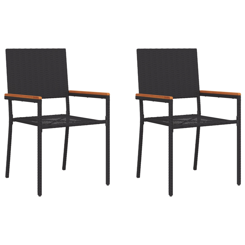Sedie da Giardino Impilabili con Cuscini - Set di 2 Pezzi in Rattan Poliestere Nero