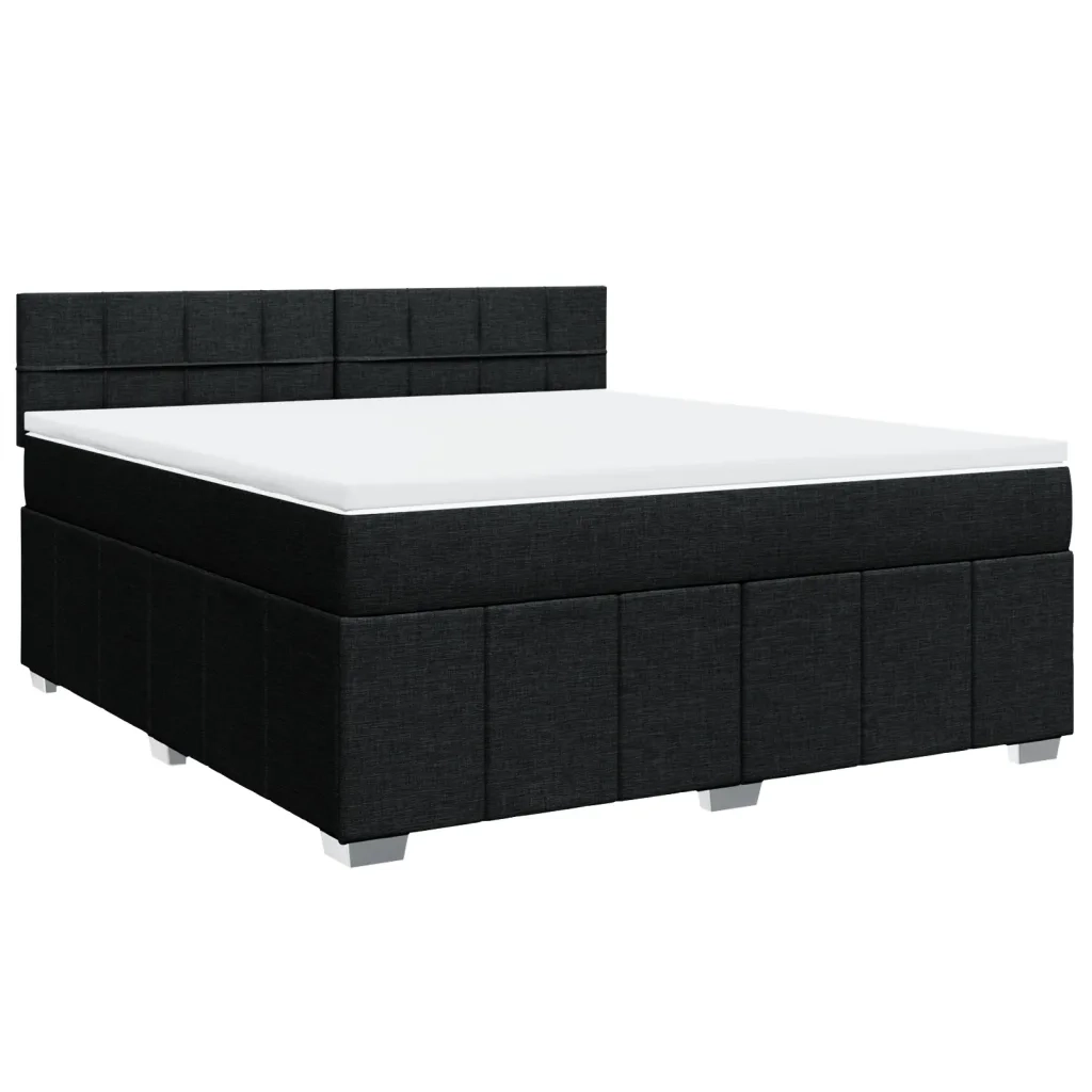 Giroletto a Molle con Materasso Nero 180x200 cm in Tessuto