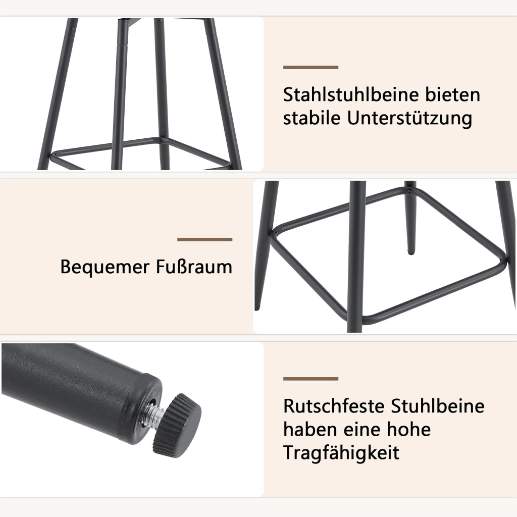 Sgabello da bar in metallo con schienale stile Windsor e seduta imbottita in tessuto marrone 73 × 45,5 × 45 cm