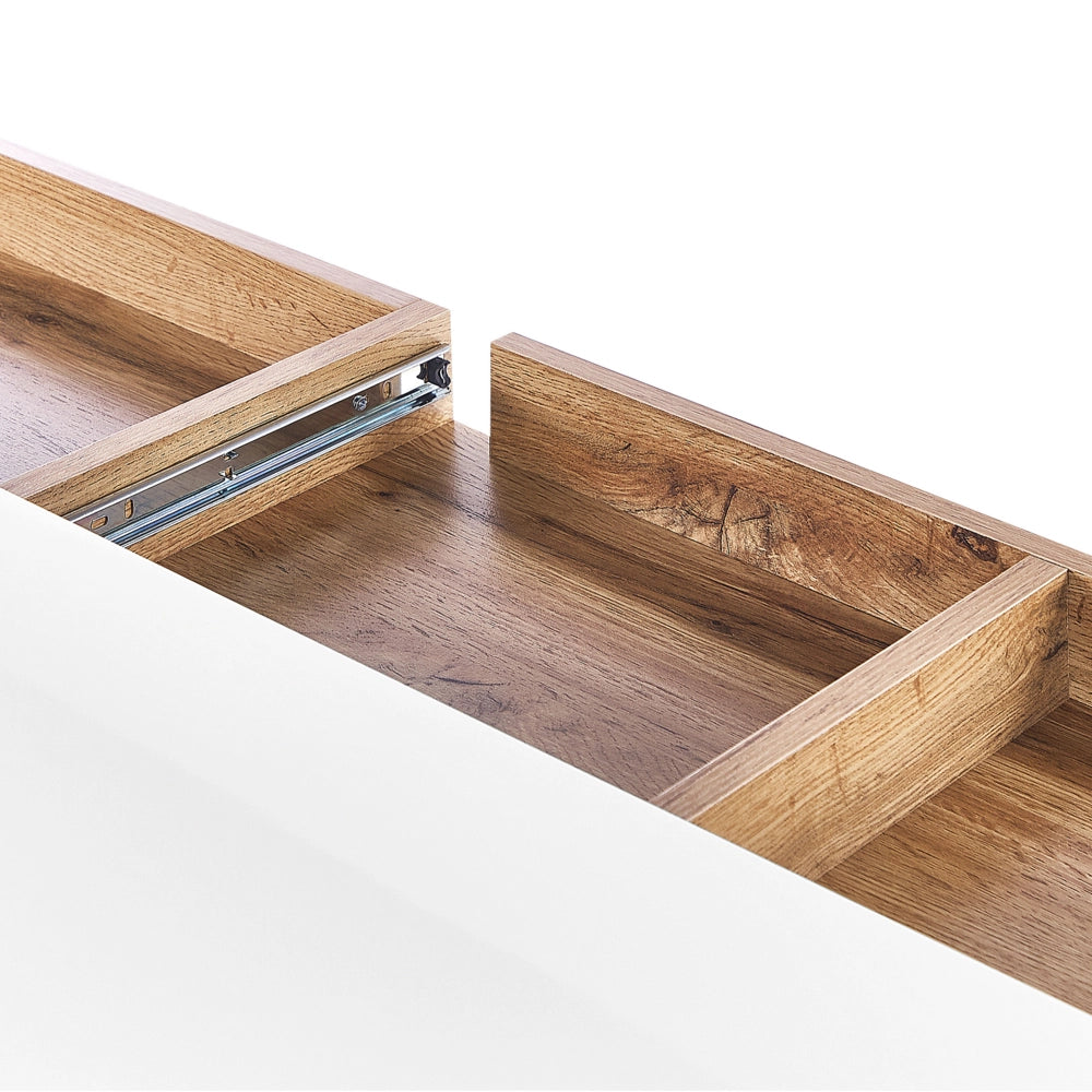 Credenza e scrivania bianca con impiallacciatura di carta MDF in legno chiaro 2 in 1 con cassetti Scaffali Armadi