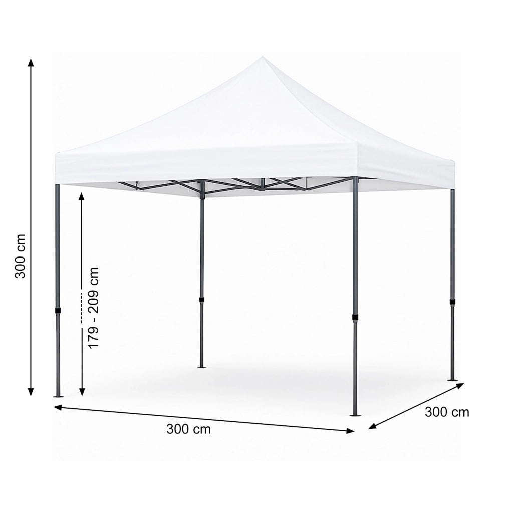 Gazebo Professionale Automatico Richiudibile In Acciaio Con Telo Oxford 1200D PVC Impermeabile E Anti UV Struttura A Fisarmonica Con Borsa Trasporto E Sacche Zavorra Per Sagre Feste Eventi 3x3 M Bianco