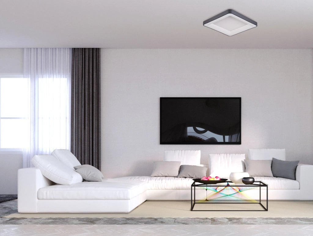 Plafoniera moderna nero/bianco quadrata LED 50W Italux Giacinto