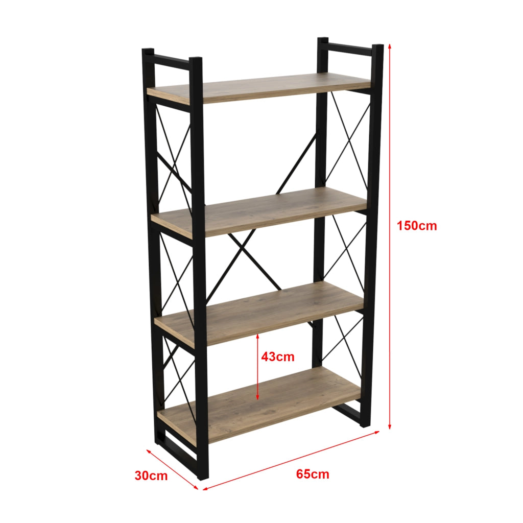 Scaffale a Terra 'Skørping' (AxLxP) 150 x 65 x 30 cm Libreria con 4 Ripiani Mobile Espositore con Telaio in Metallo -