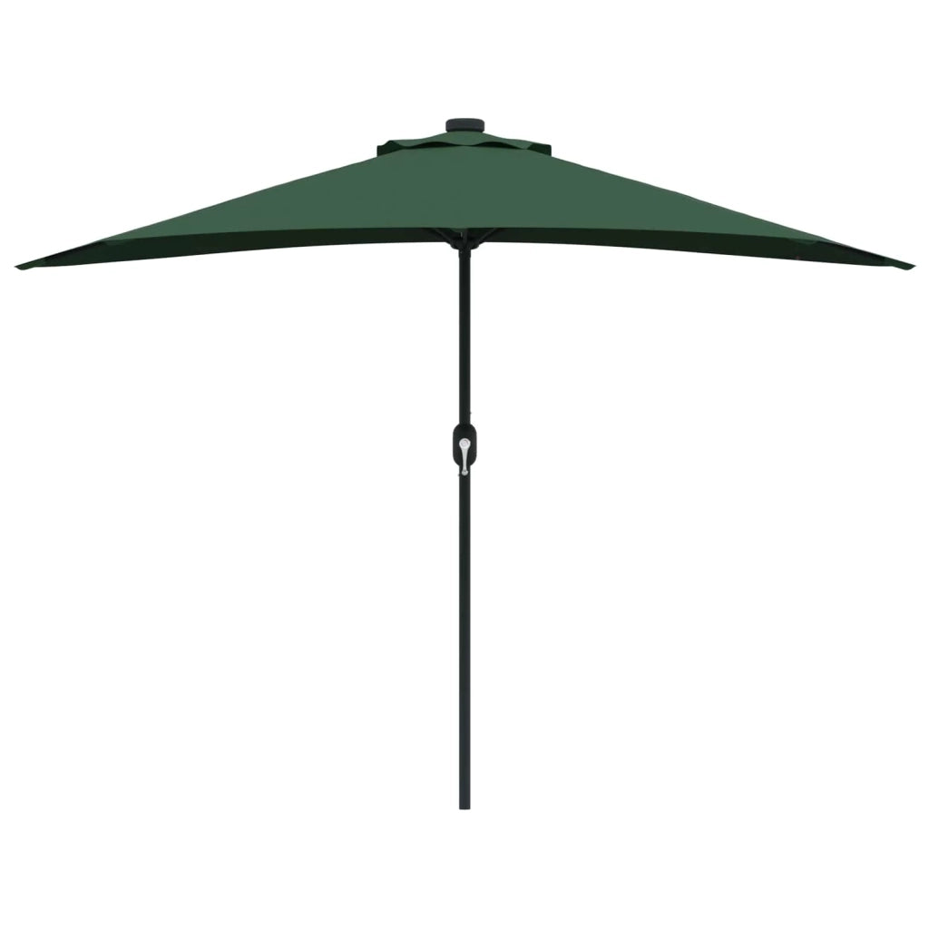 Ombrellone da giardino pieghevole moderno 294 x 150 x 224 cm con illuminazione a LED in poliestere verde 02_0058667