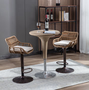 Set di 2 sgabelli da bar girevoli 360° regolabili in altezza; beige; con struttura in metallo e lino