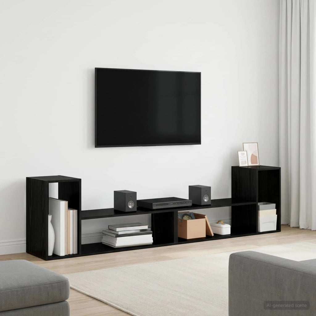 Mobile TV 100 x 30 x 50 cm Rovere Nero Legno ingegnerizzato 8010912