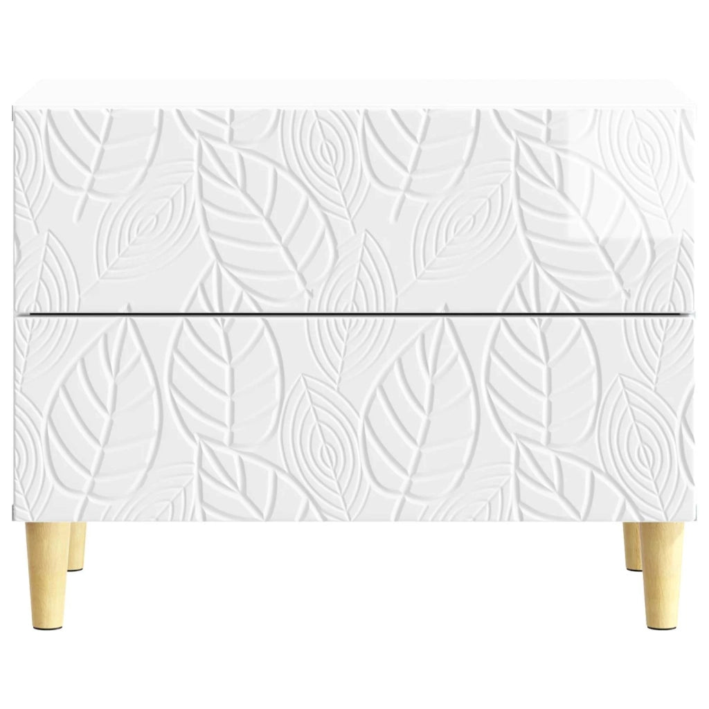 Comodino Bianco Lucido 62 x 34,5 x 48 cm Legno ingegnerizzato 895009