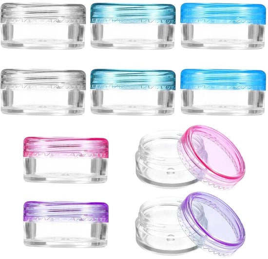 Contenitori trasparenti per cosmetici 10 pezzi - riutilizzabili con coperchi - impermeabili - formato da viaggio - piccoli contenitori di conservazione - contenitori da viaggio
