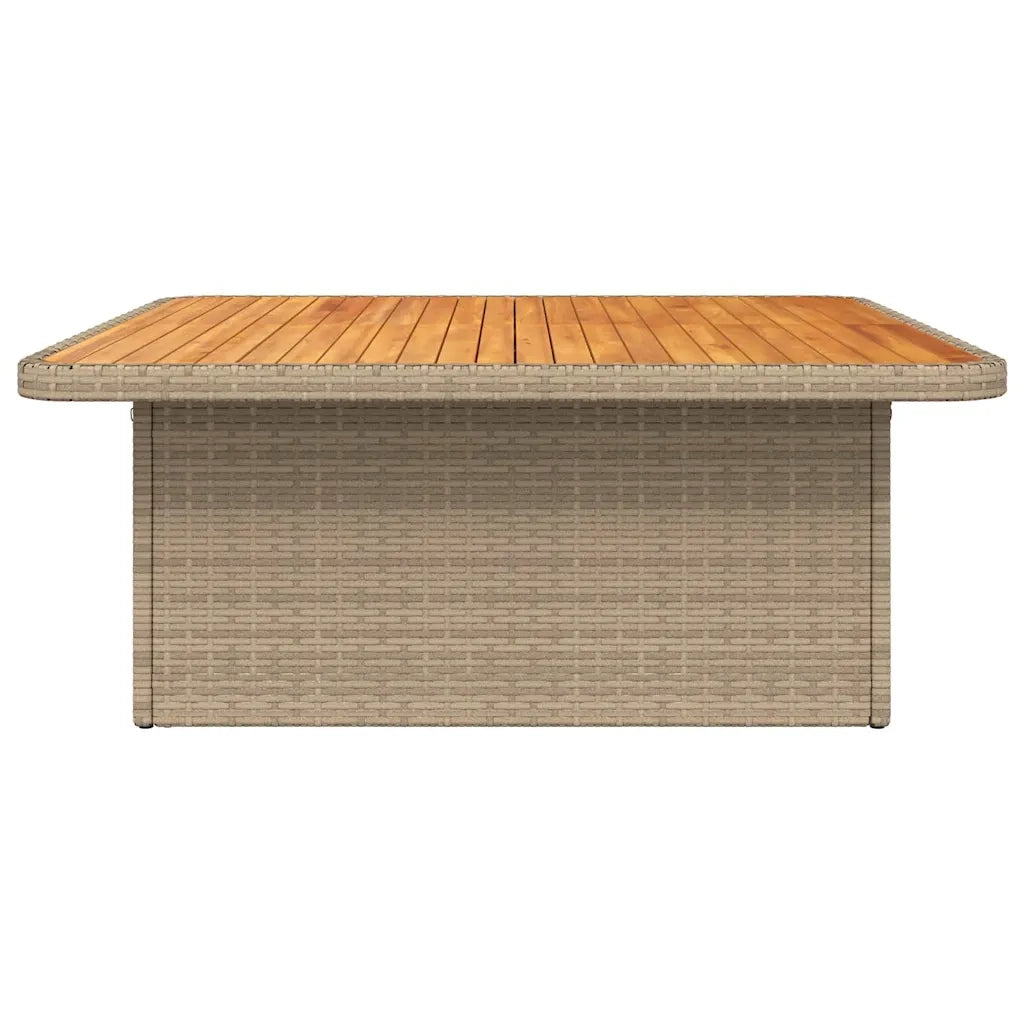 Tavolo da Giardino | Tavolino da esterno Beige 110x110x71cm Polyrattan e Legno Acacia