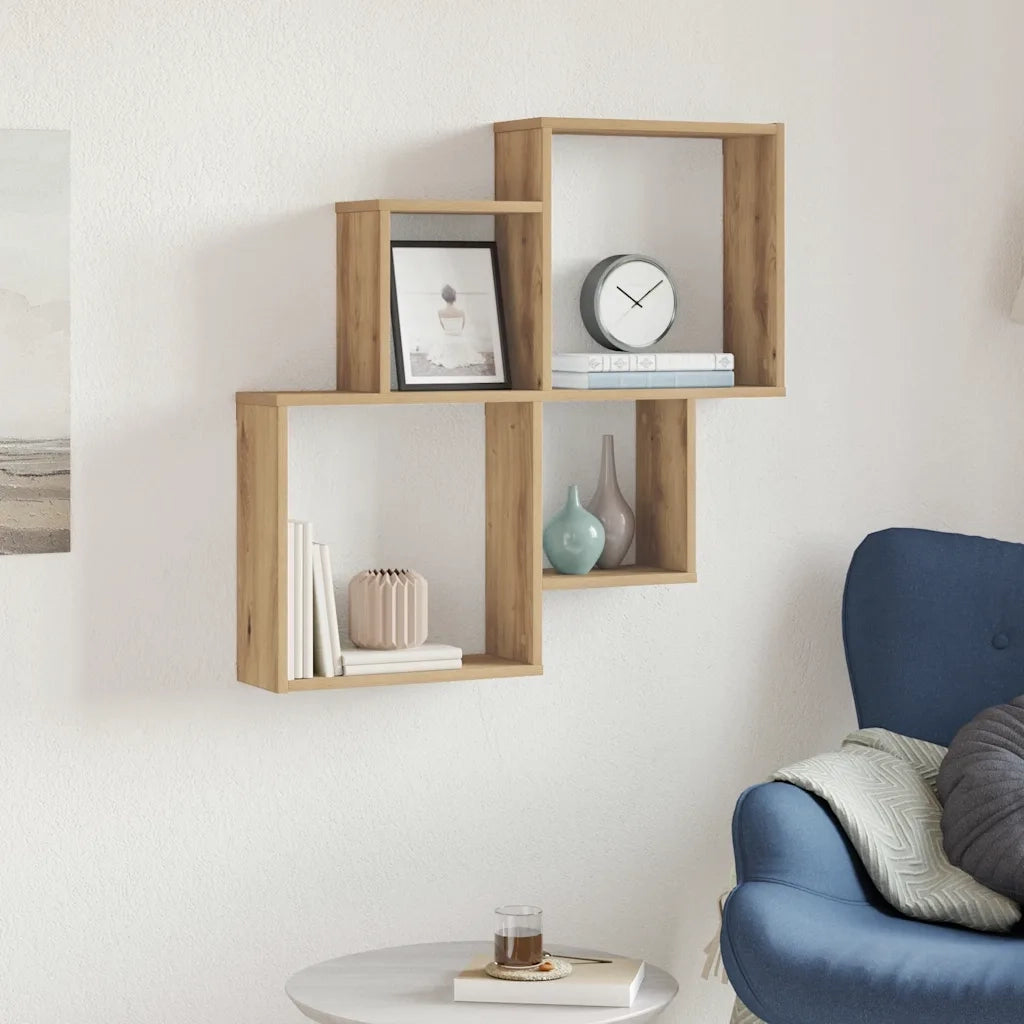 Scaffale a Parete Rovere Artigianale 80x15x78,5 cm Truciolato 856611