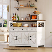 BUFFET 140x35x95 cm con 3 cassetti e 2 armadi, MDF Marrone/Bianco